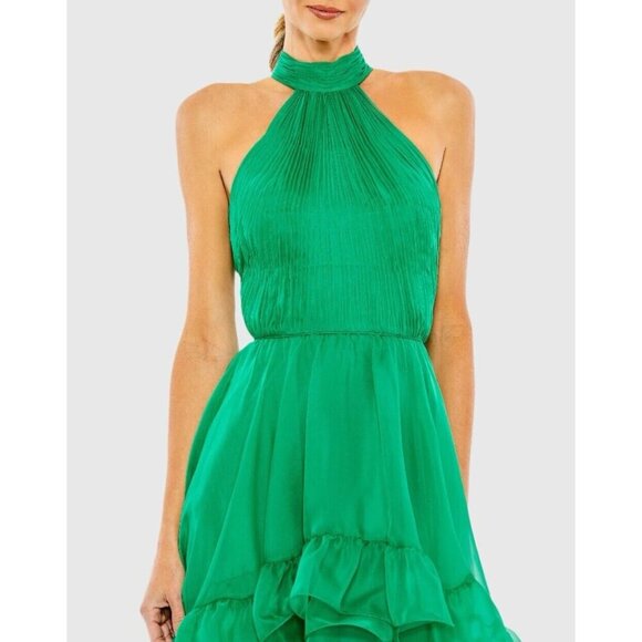 Mac Duggal Green Halter Neck Midi Dress - Picture 2 of 10